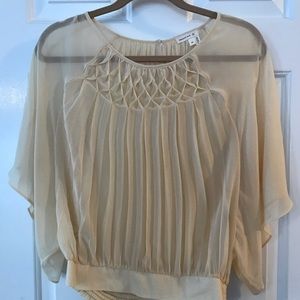 Anthropologie cream flowy sheer top